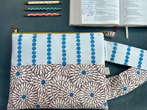 Study Pouch in Blue Fabric